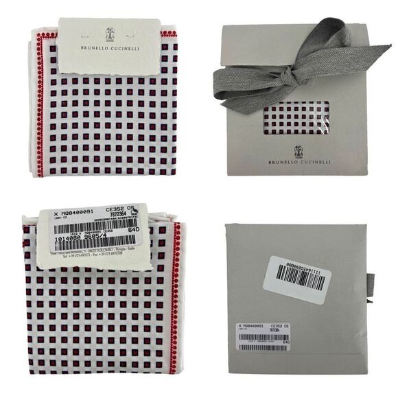 NWT Brunello Cucinelli Men’s Silk Pocket Square - Tiny Box Cubes - Picture 7 of 9